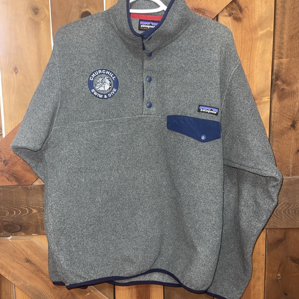 Patagonia Synchilla Snap-T Button Gray Fleece Pullover Mens Size S ChurchHill